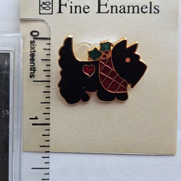 Scottie Terrier Dog Brooch Pin Fine Enamels Glossy Black Fish Enterprises - Picture 11 of 11